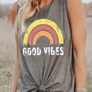 Leo Rosi Graphic Good Vibes Rainbow Tank